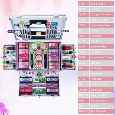 MKNZOME Schminkkasten Make-Up Set, Professionelles Kosmetische Schmink Set mit Lidschatten Lippenglo