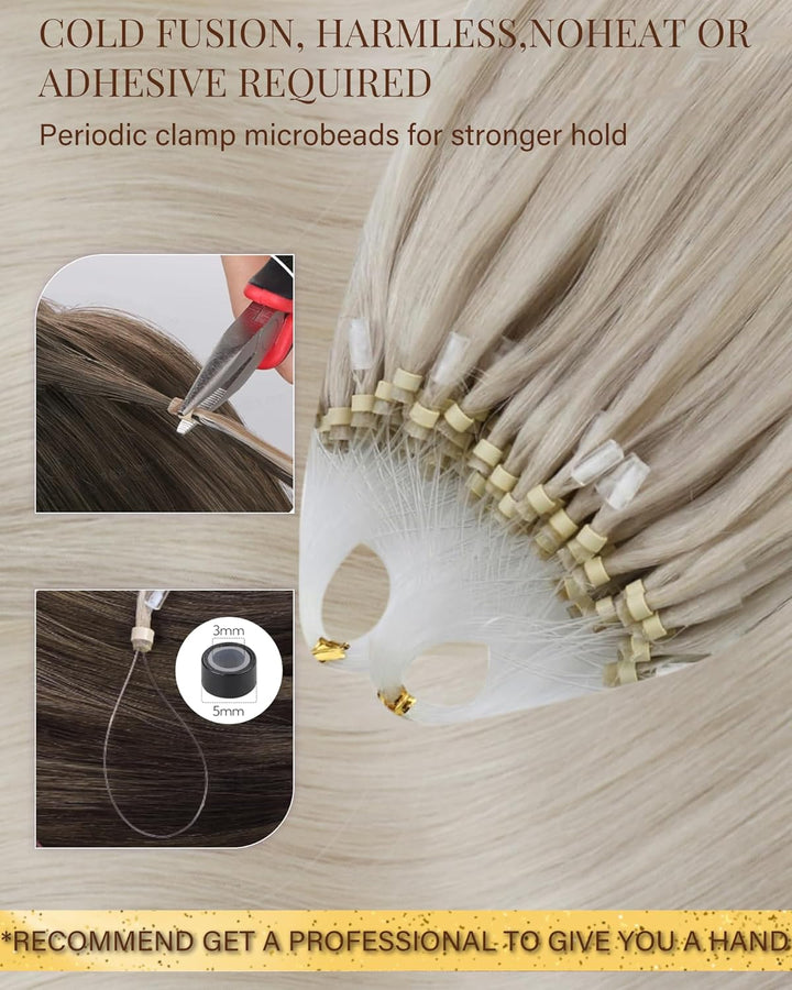Hetto Microring Echthaar Extensions Blond Microing Echthaar Extensions Micro Ring Remy Extensions Mi