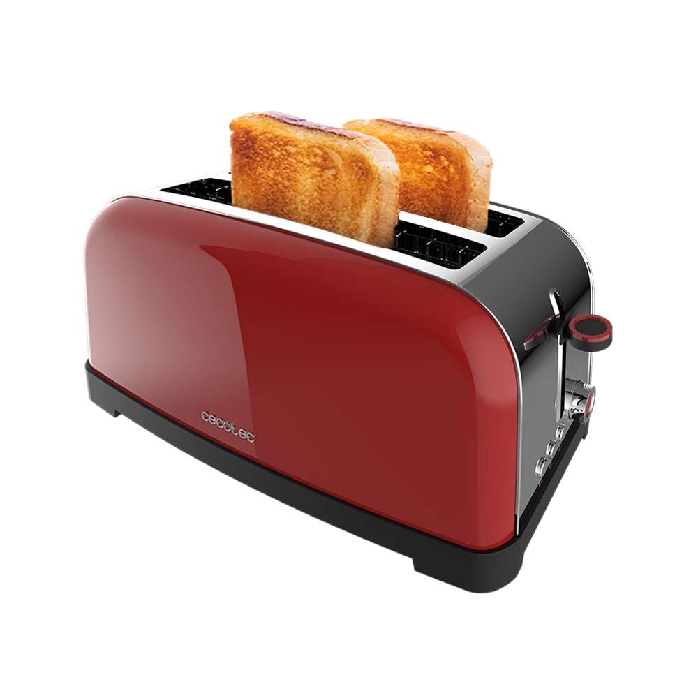 Cecotec Vertikaler Toaster Toastin' time 1500 Red Lite, 1500W Leistung, Kapazität für 4 Toasts, Dopp
