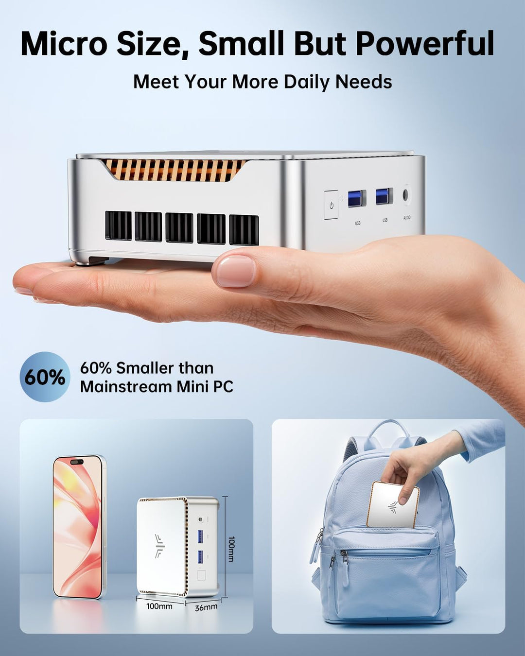 Mini PC 16GB RAM, Windows 11 Pro Mini Desktop PC Intel Celeron J4125, 256GB ROM Mini Computer, Micro