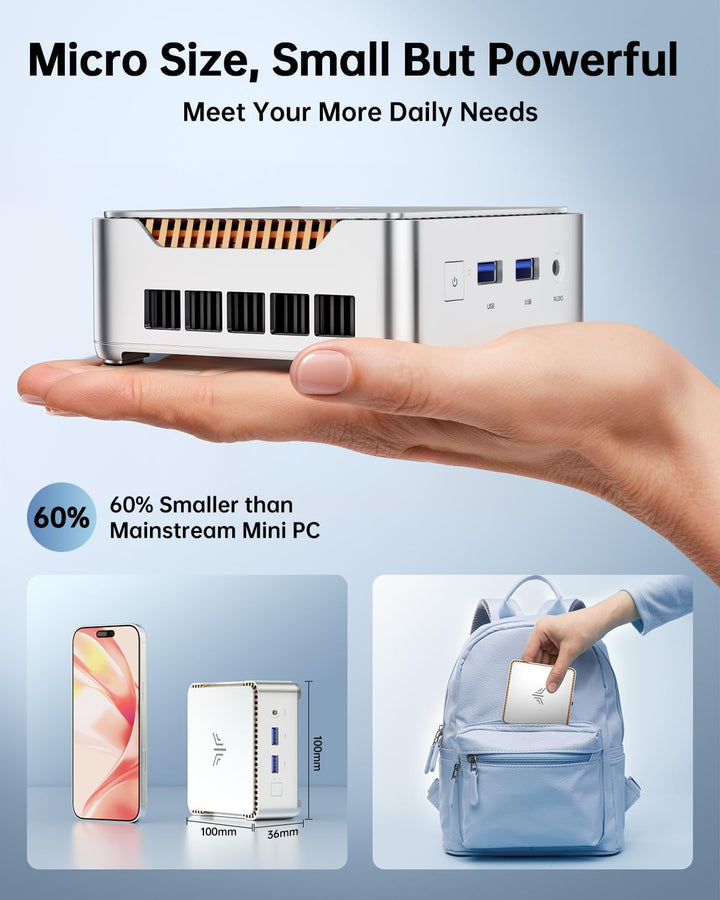 Mini PC 16GB RAM, Windows 11 Pro Mini Desktop PC Intel Celeron J4125, 256GB ROM Mini Computer, Micro
