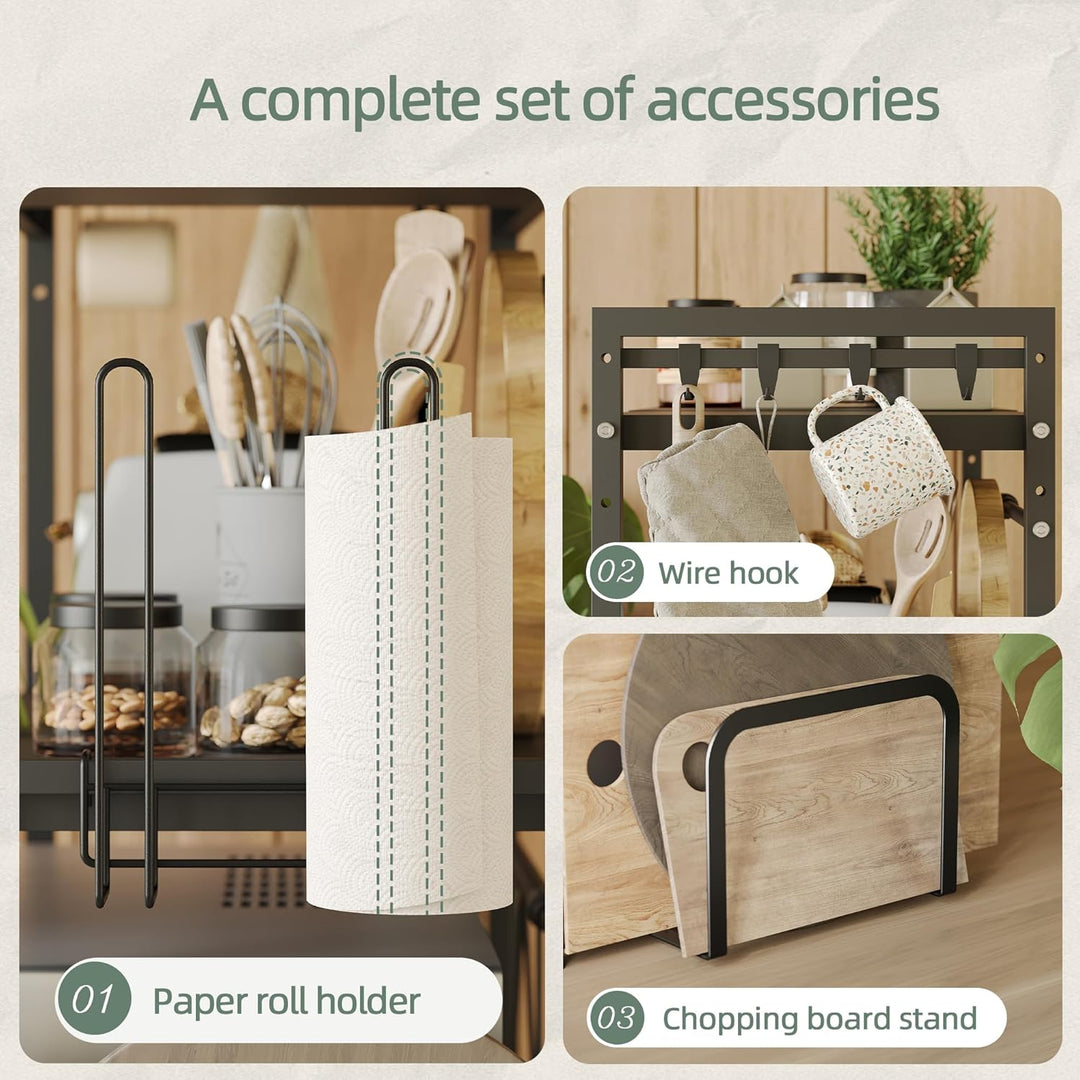 NETEL Mikrowellen Ständer 3 Stufiges Mikrowellen Halter Organizer mit Haken, Rollen Schneidebrett Ha