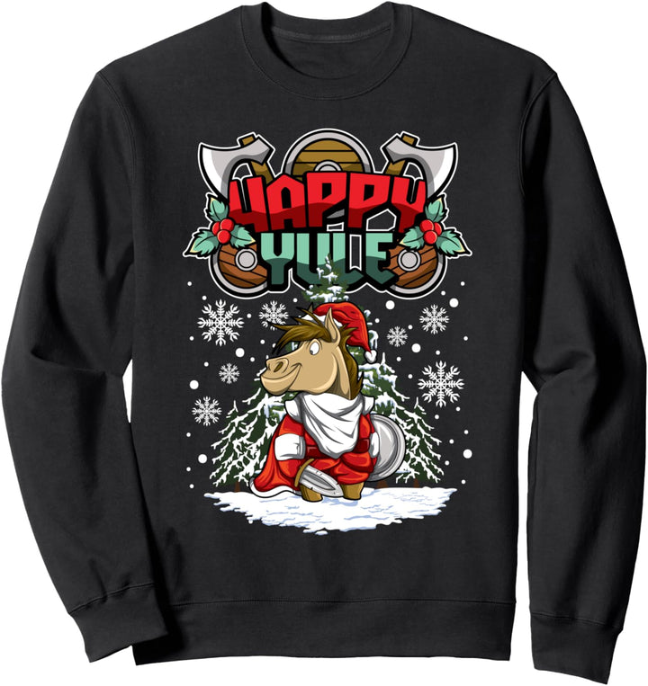 Happy Yule - Wikinger Weihnachtstiere - Pferd Sweatshirt