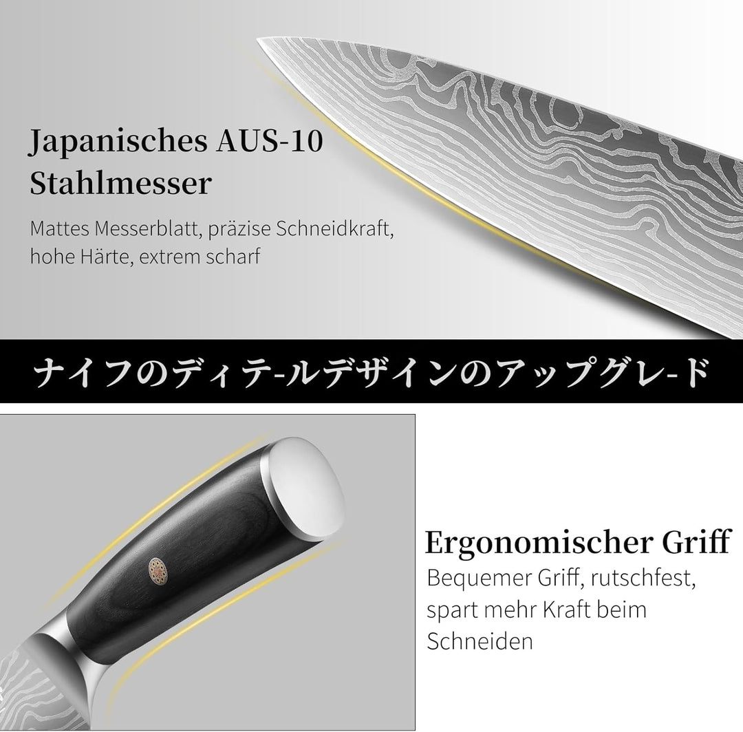 FUTHVWIN Messerset Ultra Scharfes Küchenmesser Set 7-teilig, Japanisches Hochwertigem Carbon Edelsta