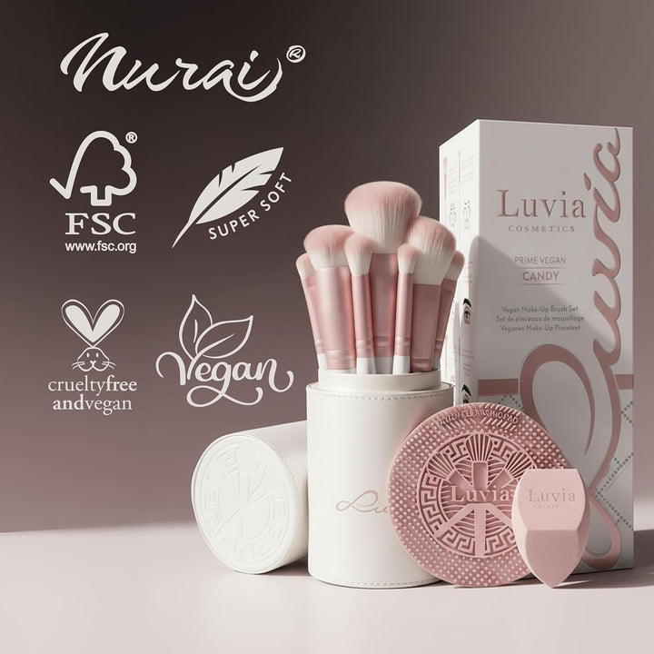 Make-up Pinselset Luvia, Prime Vegan Pro - Candy, 7 Schminkpinsel inkl. Pinselaufbewahrung, Blender
