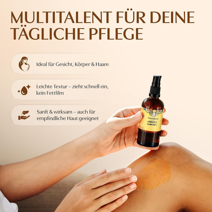 100% Himbeersamenöl - 50ml - rein &amp; kaltgepresstes Himbeersamen Öl für Hautpflege, Haarpflege &amp; Sonn