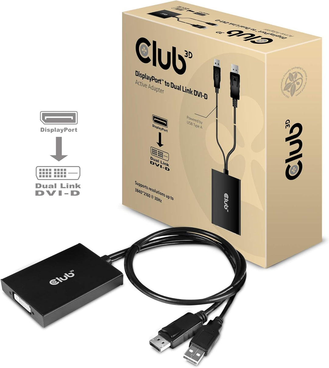 Club 3D CAC-1010-A aktiver Adapter DisplayPort auf DVI-D HDCP OFF (für Cinema Displays)