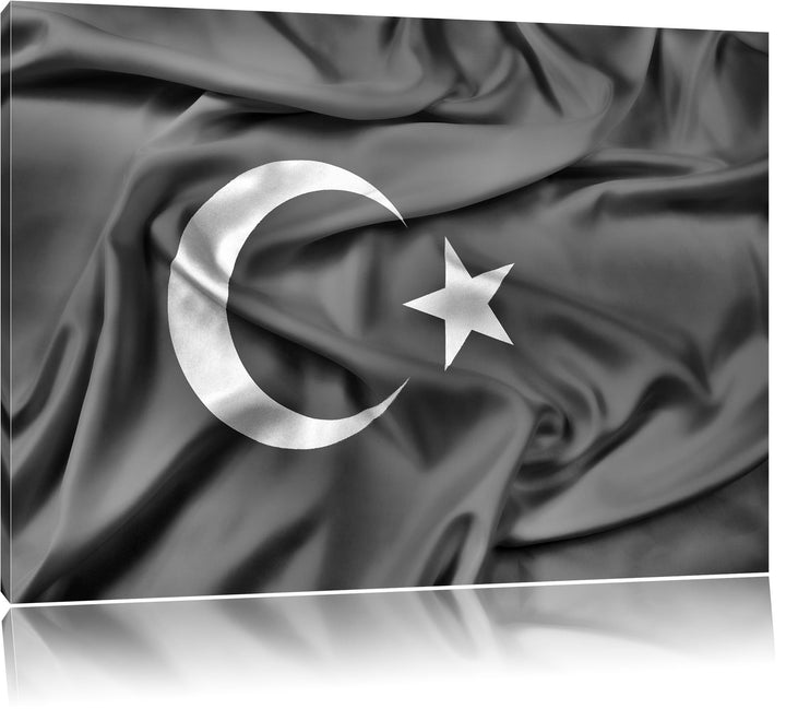 Pixxprint Turkey Flag, Türkei Flagge / 100x70cm Leinwandbild bespannt auf Holzrahmen/Wandbild Kunstd