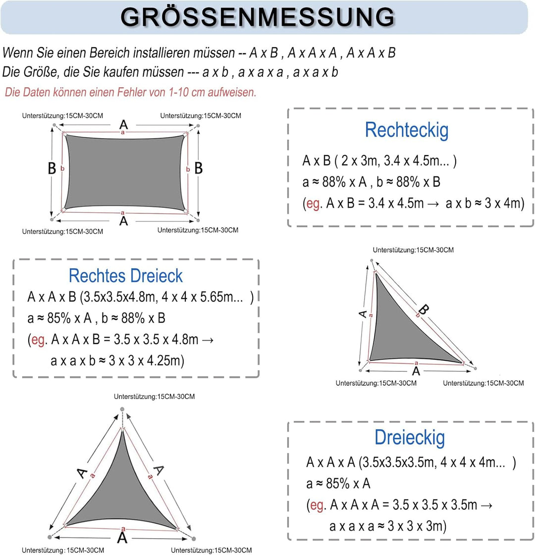 Sunnylaxx 3x3m Sonnensegel Quadrat, Wasserdicht Sonnenschutz Sunsegel Color Creme, 95% UV-Schutz,für