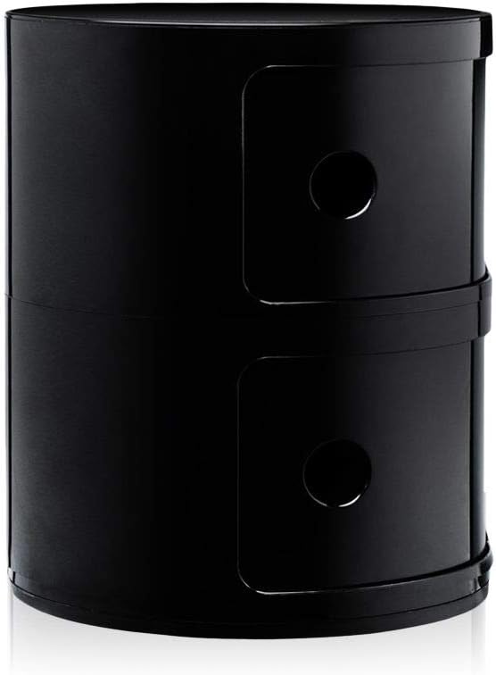 Kartell Componibili, 2 Elements, Schwarz, Runde Basis 2-fächer Schwarz, 2-fächer Schwarz