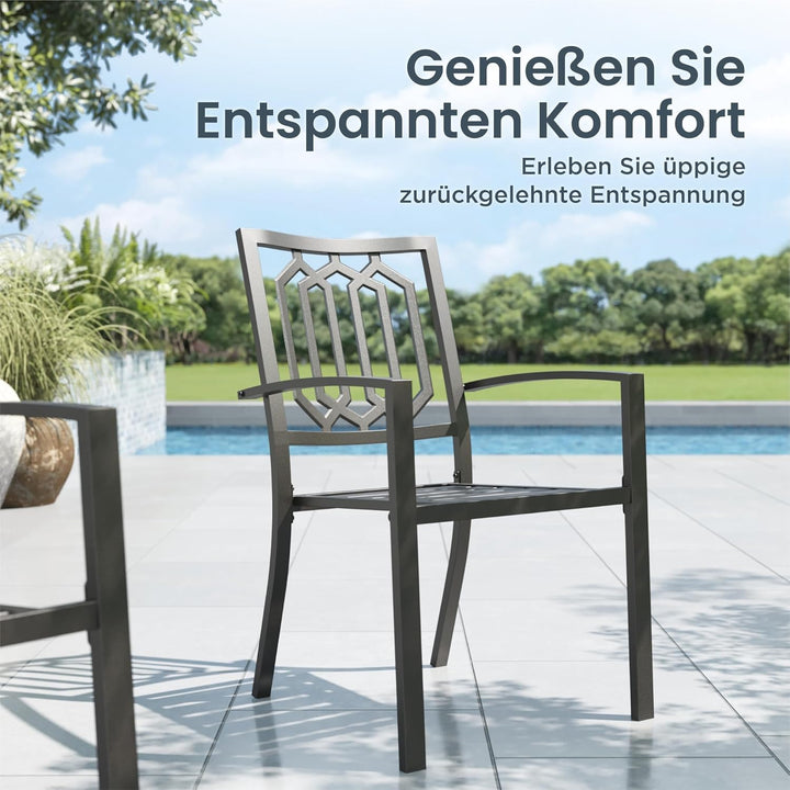 PHIVILLA Gartentisch und Stühle 4er Set Terrassentisch Stühle Metall Outdoor Bistro Gartenmöbel Sets