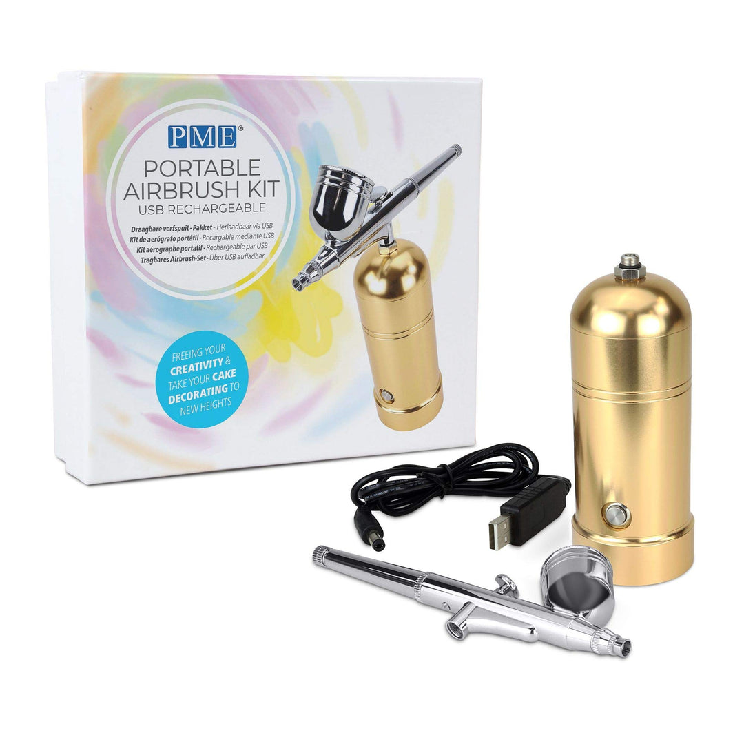 PME AB140 Airbrush-Set, tragbar, USB wiederaufladbar, für Kuchendekoration, Standard, Rotgold
