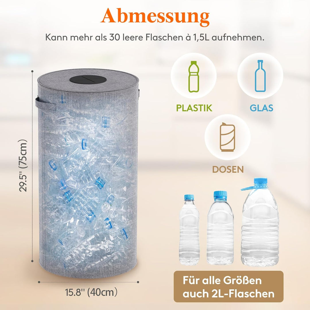 Lifewit 100L Kreis Pfandflaschen Sammelbehälter mit Deckel, Grosser Pfandflaschen behälter für die L