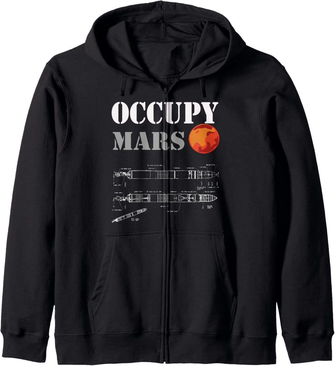 Occupy Mars Space Rocket blueprint Kapuzenjacke