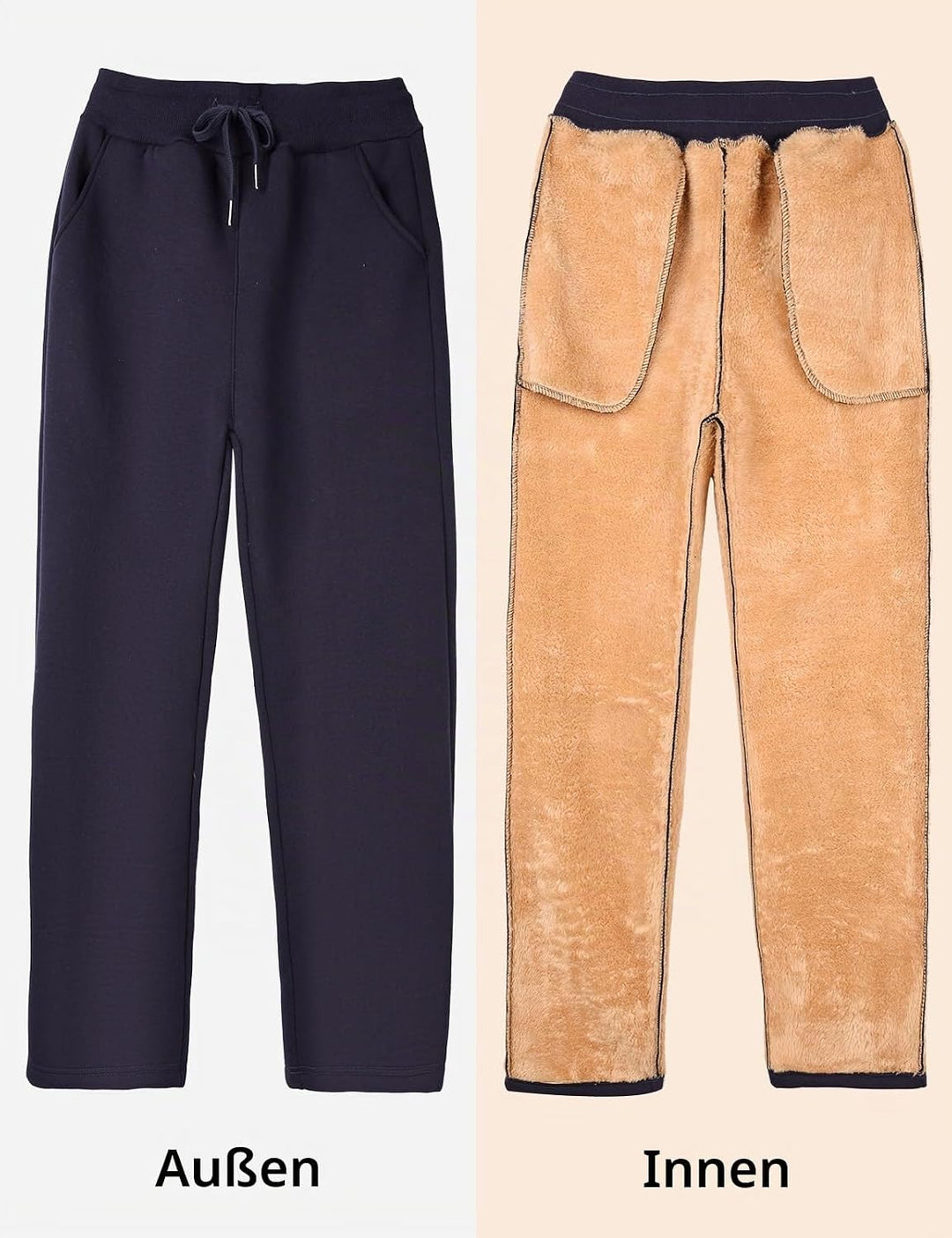 UMIPUBO Gefütterte Jogginghose Damen Warm Fleece Freizeithose Winter Thermo Fleecehose High Waist Sw