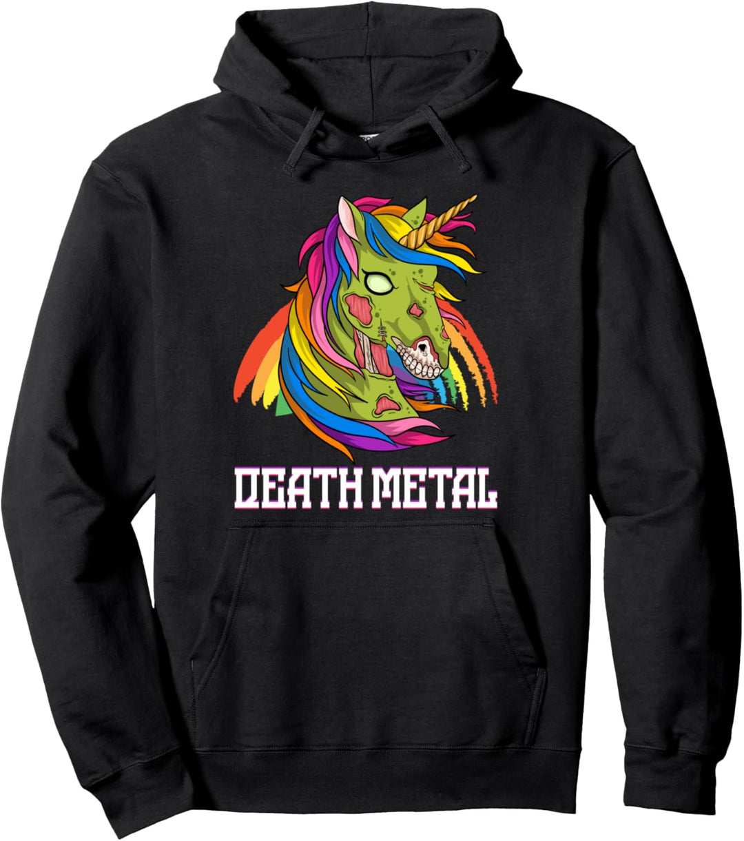 Death Metal Unicorn Magical Goth Genre Musik Trick Or Treat Pullover Hoodie