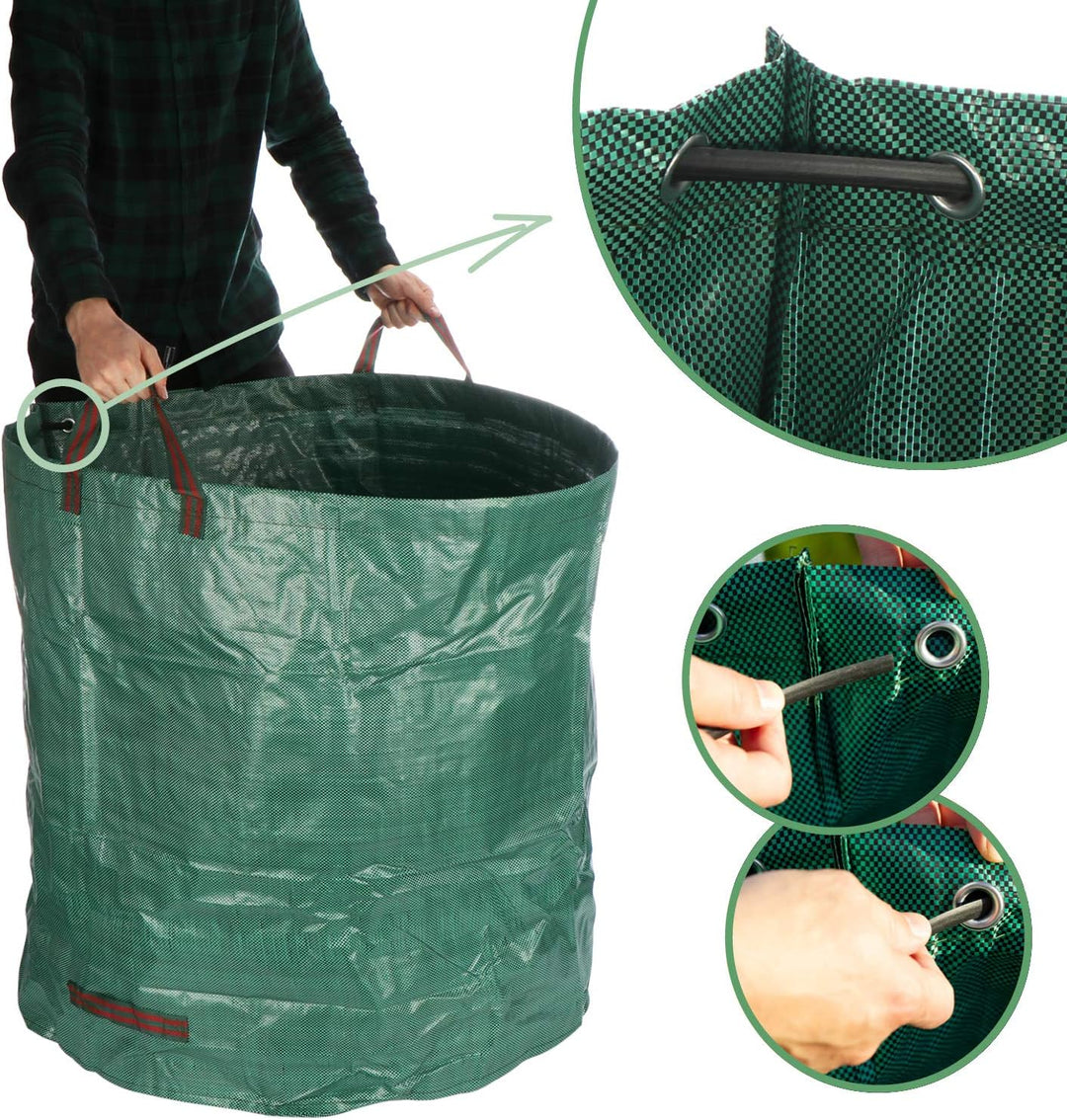 com-four® 6x Gartenabfallsack XXL - faltbarer Gartensack mit Tragegriffen - reissfeste Falttonne für