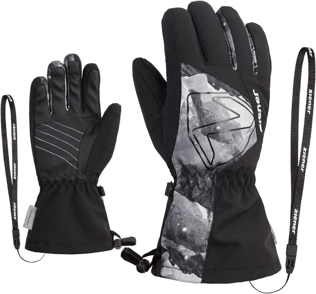 Ziener Kinder Laval Ski-Handschuhe/Wintersport | wasserdicht, extra warm, Wolle 6.5 black.grey mount