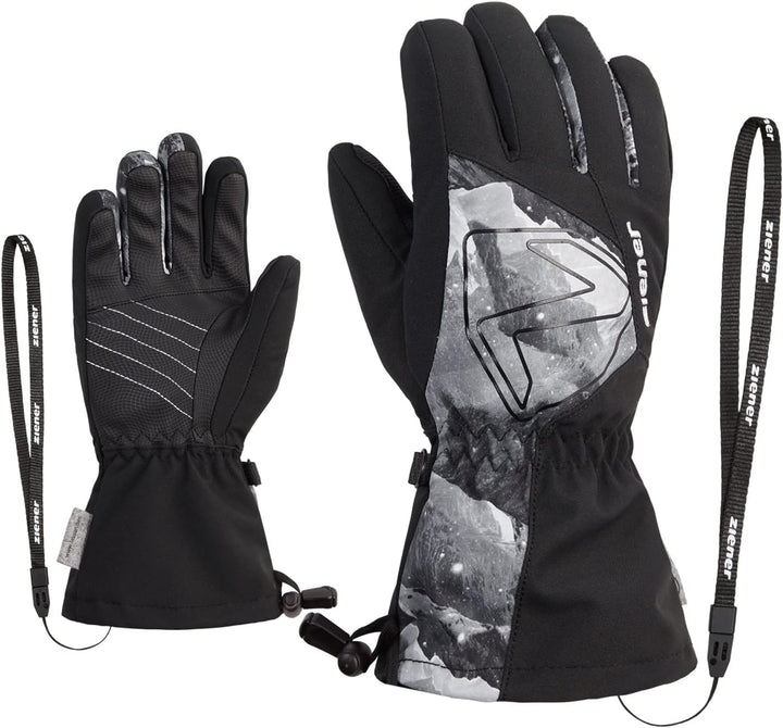 Ziener Kinder Laval Ski-Handschuhe/Wintersport | wasserdicht, extra warm, Wolle 6.5 black.grey mount