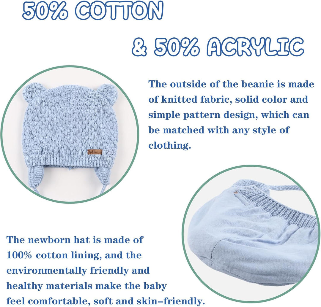 XIAOHAWANG Baby Wintermütze Jungen Mädchen Warmer Strickmützen Weicht Baumwolle-Futter mit Süsse Bär