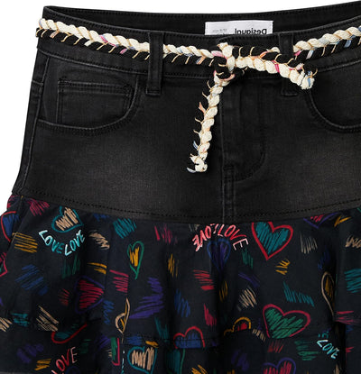 Desigual Mädchen Skirt 8 Jahre Schwarz, 8 Jahre Schwarz