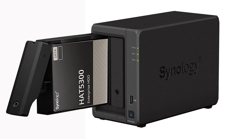Synology DVA1622 NVR 16TB (2X 8TB) HAT5300, Schwarz