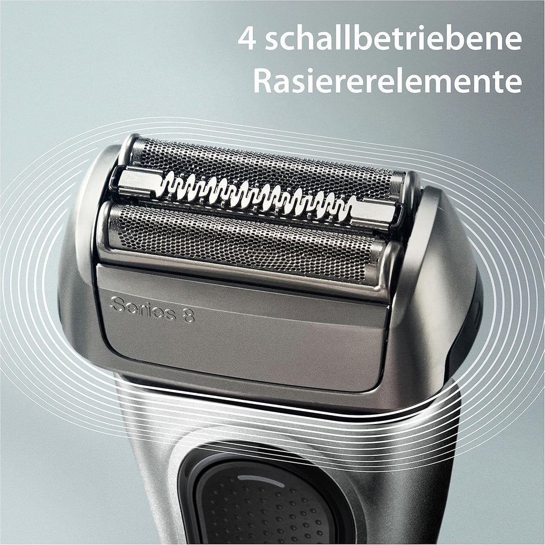 Braun Series 8 Rasierer Herren mit 4+1 Scherkopf, Elektrorasierer, Präzisions-Langhaarschneider, Rei