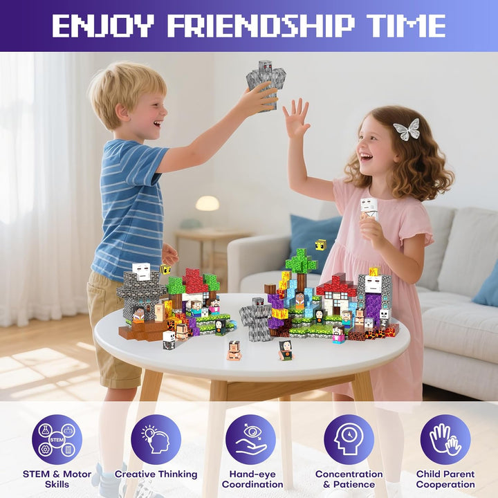 Magnetische Bausteine 150 PCS, Magnetbausteine für 3+ Jahre, Magnet Spielzeug Sets für Kinder Jungen