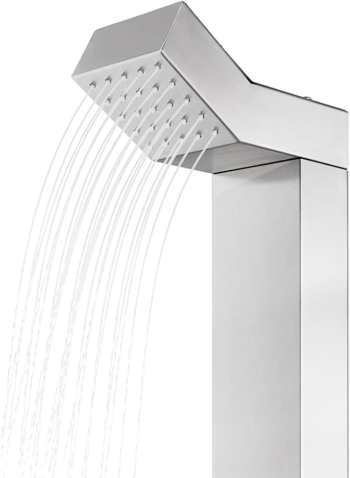 IKAYAA Gartendusche, Gartendusche Aussendusche, Gartendusche Edelstahl mit Grauer Bodenplatte 225 cm