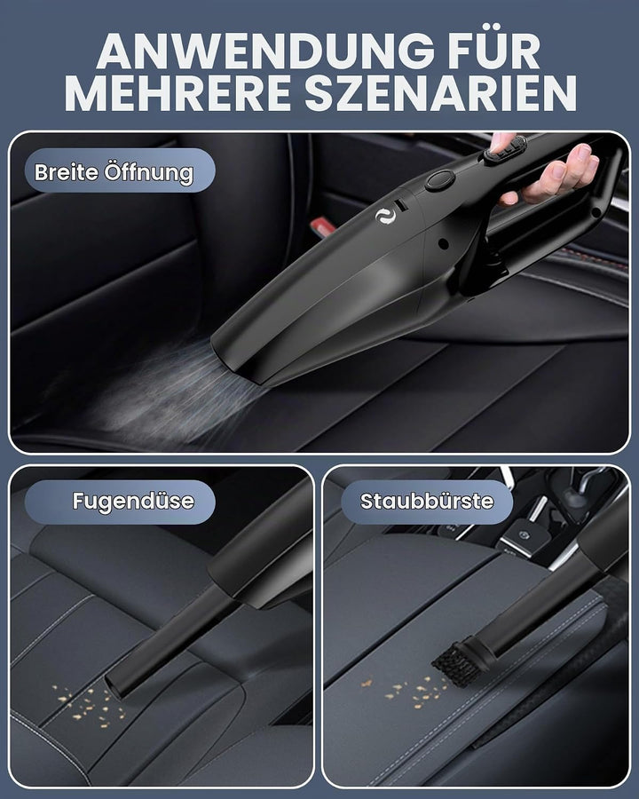 Handstaubsauger Akku, leistungsstarker Autostaubsauger, Mini Staubsauger mit Schnellladung und wasch