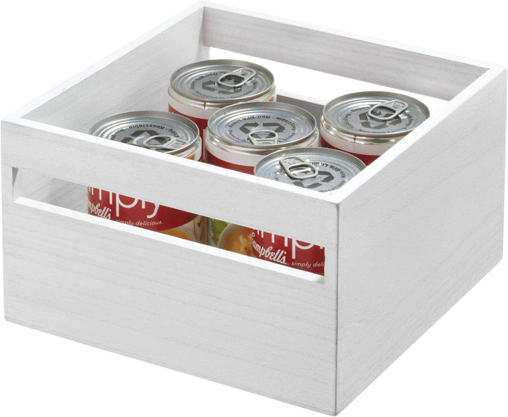 iDesign Eco-Holz-Abfalleimer, weiss gewaschen 25.4x25.4x15.5cm, 25.4x25.4x15.5cm