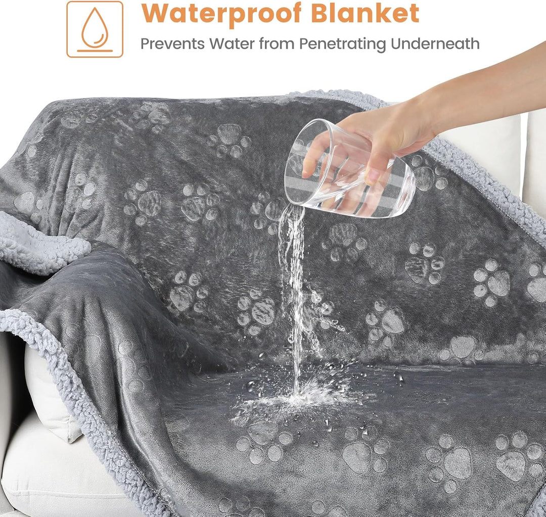 PETTOM wasserdichte Hundedecke, Hundedecke Flauschig aus Sherpa Fleece, Hundedecke Waschbar Beidseit