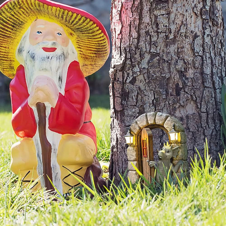 Garten-Drachenfiguren: Drache als niedliche Deko, Polyresin, Offene Tür, Familie, Outdoor-Garten Dek