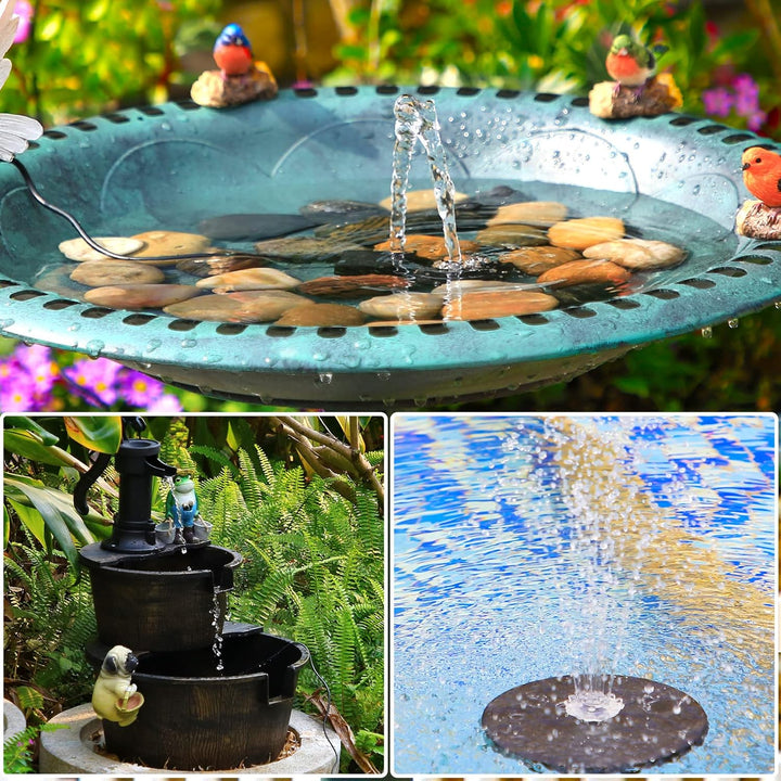 AMZtime Solar Springbrunnen 3,5W für Aussen mit 3M Kabel,Aufrüstung Solarbrunnen für Draussen mit 8