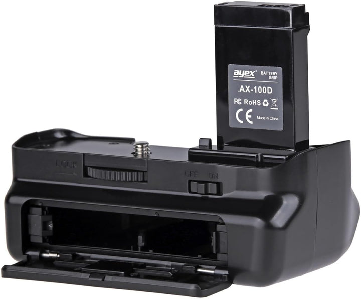 ayex Batteriegriff Kompatibel mit Canon EOS 100D Inkl. IR-Fernauslöser + 2 x LP-E12 Akku + 1 x USB D