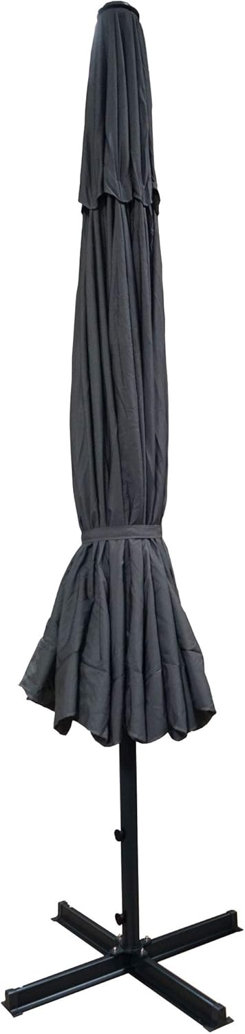 Sonnenschirm Meran Pro, Gastronomie Marktschirm mit Volant Ø 5m Polyester/Alu 28kg ohne Ständer anth