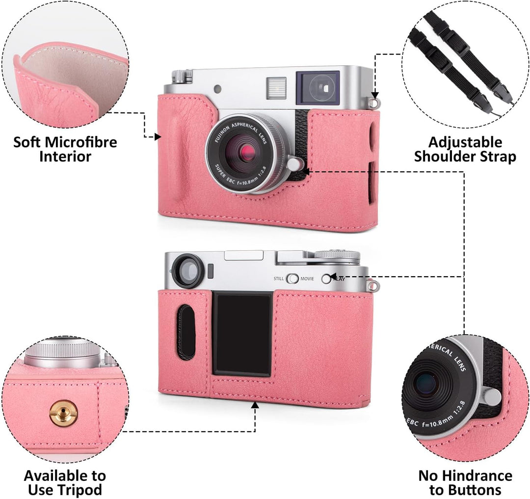 Rieibi x-Half/X-HF1 Case PU Leder Kameratasche für Fujifilm X Half Mirrorless Kamera Schutzhülle mit
