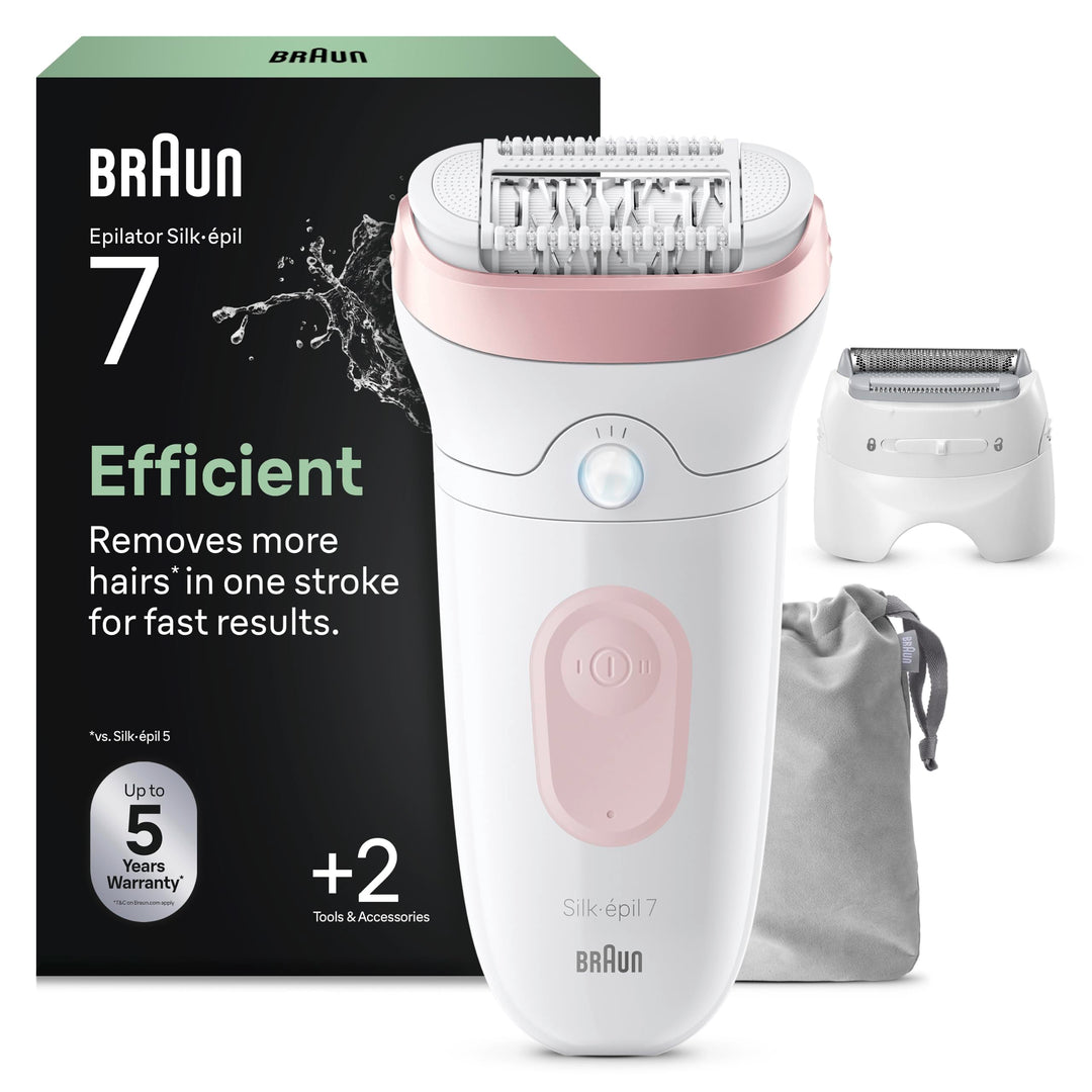 Braun Silk-épil 7, Epilierer Damen / Haarentferner für langanhaltende Haarentfernung, 7-030, Weiss/F