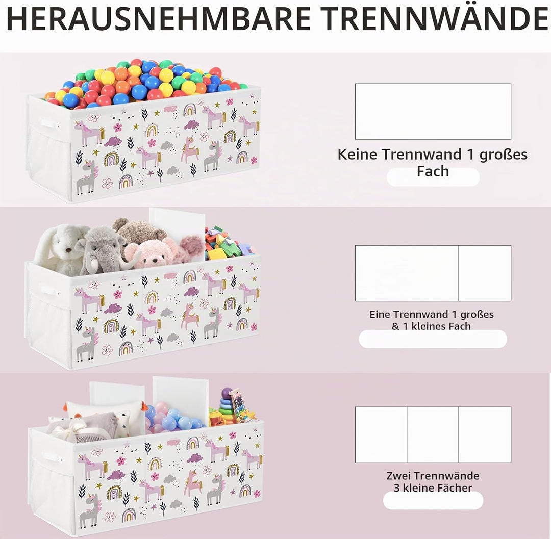 Spielzeugkiste Aufbewahrungsbox mit Deckel Kinder 96 x 32 x 40 cm, Faltbare und Platzsparend für Kin