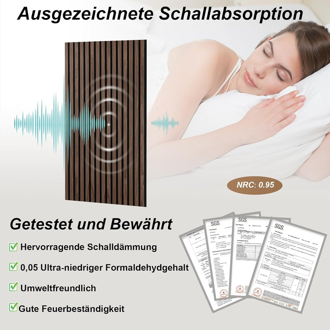 Akustikpaneele Holz, Faltbar 1,44m² - 240x60cm 3D Wandpaneele Holz, Akustik Paneele Wand für Küche,