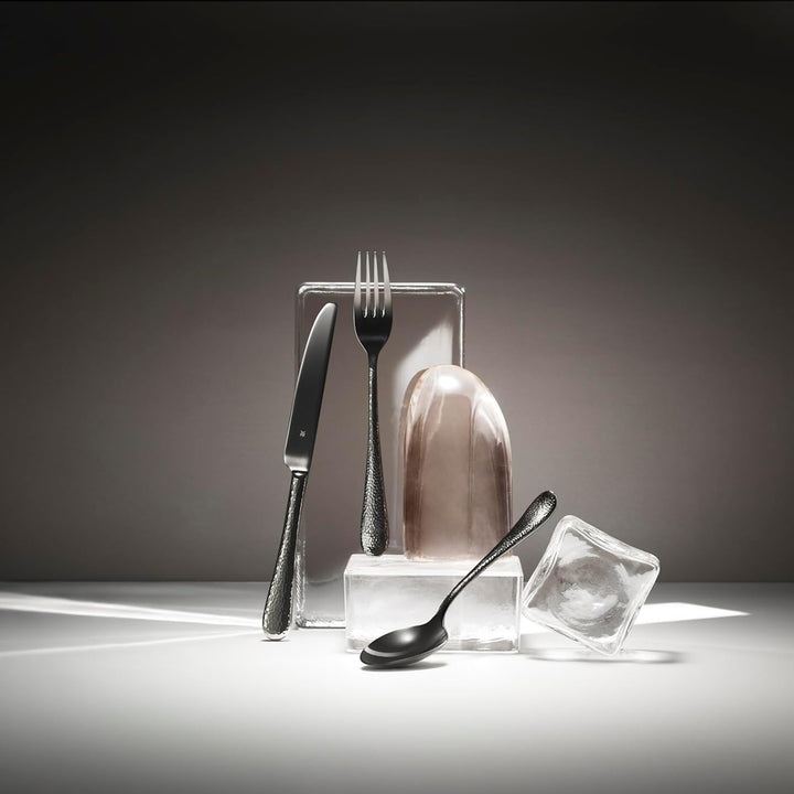WMF Sitello Besteck Set 6 Personen, Midnight-Edition, Essbesteck Set 30 teilig, Monobloc-Messer, Cro
