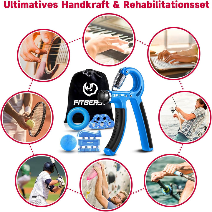 FitBeast Handtrainer Fingertrainer, Griffkraft Trainer Trainingsset - 5er-Pack, Verstellbarer Grip T