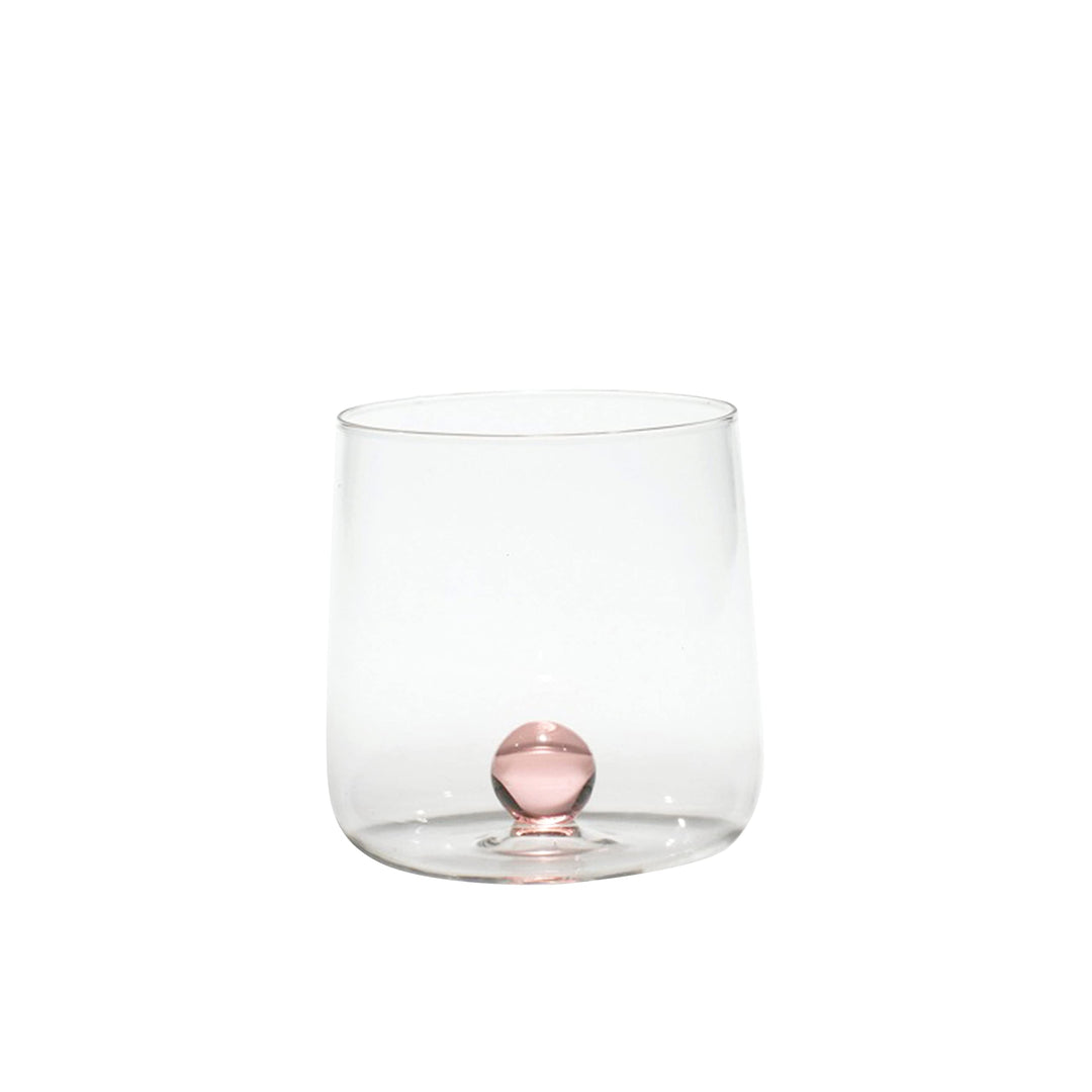 Zafferano Bilia Glasbecher - Handgemachtes Transparent Glas, Verziert mit bunter Glaskugel im Innere