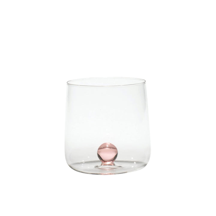Zafferano Bilia Glasbecher - Handgemachtes Transparent Glas, Verziert mit bunter Glaskugel im Innere