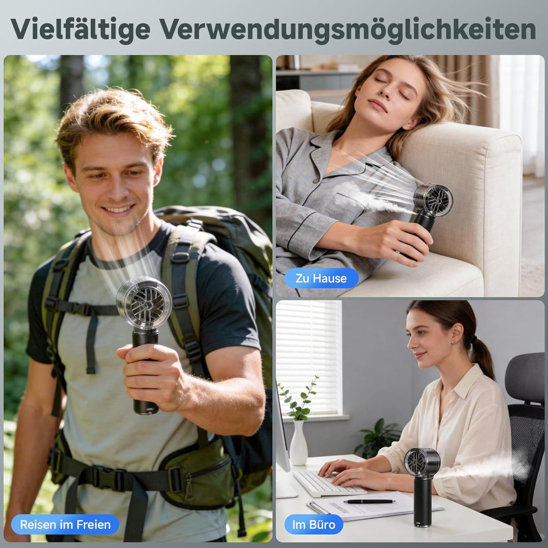 COKUNST Handventilator mit Wasser, 3000mAh USB akku aufladbar tragbarer | Mini Turbo Ventilator mit