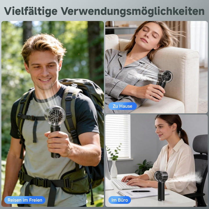 COKUNST Handventilator mit Wasser, 3000mAh USB akku aufladbar tragbarer | Mini Turbo Ventilator mit