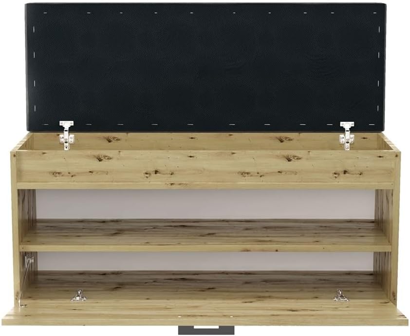 VBChome Schuhschrank mit Sitzfläche und Stauraum 100 x 35 x 49 cm Eiche Artisan Griffe Schuh-Organiz