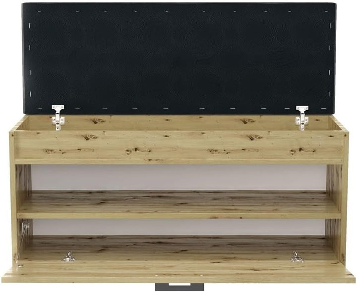 VBChome Schuhschrank mit Sitzfläche und Stauraum 100 x 35 x 49 cm Eiche Artisan Griffe Schuh-Organiz