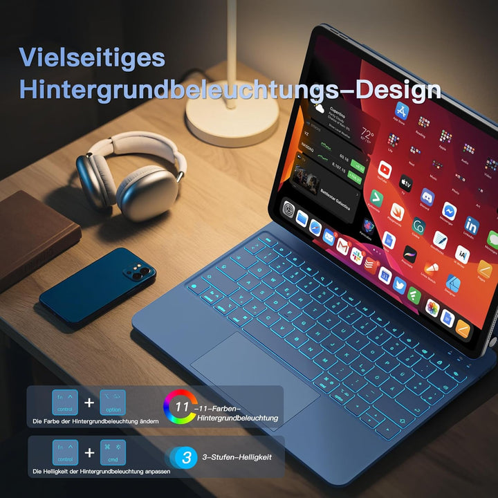 RAYMCRAFT für iPad Air 13 Zoll Hülle mit Tastatur (M4/M3/M2) & iPad Pro 12,9" (6./5./4./3.) Magic Ke