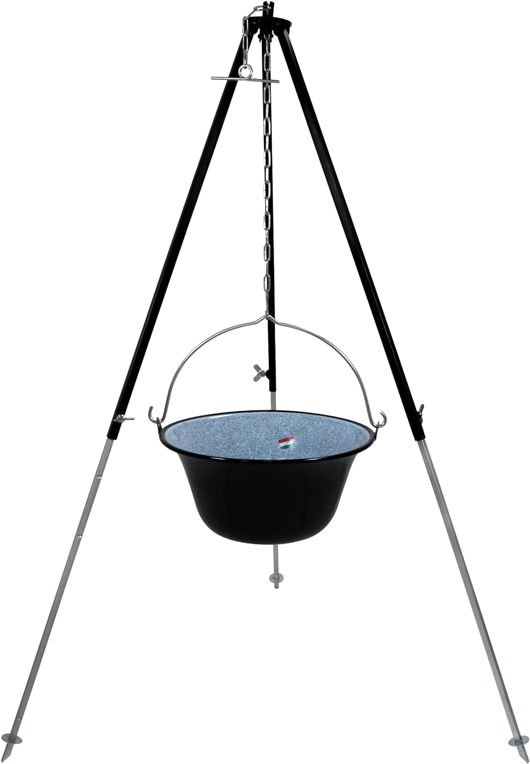 GRILLPLANET Gulaschkessel Gulaschtopf Set Feuertopf Glühweinkessel 10 Liter emailliert mit Dreibein